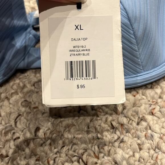 NWT Onia Dalia Bikini Top Sz XL Ribbed Airy Blue Summer Vacation Beach Underwire - Picture 2 of 5